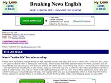 Breaking News English: Man Selling His Life on Ebay Interactive Breaking News English: Man Selling His Life on Ebay Interactive