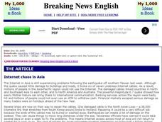 Breaking News English: Internet Chaos In Asia Interactive Breaking News English: Internet Chaos In Asia Interactive