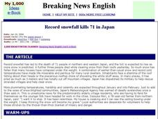 Breaking News English: snow Interactive Breaking News English: snow Interactive