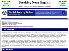Breaking News English: One Hundred Dollar Laptop Computer Interactive Breaking News English: One Hundred Dollar Laptop Computer Interactive