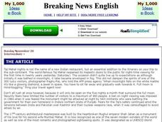 Breaking News English: Taj Mahal Interactive Breaking News English: Taj Mahal Interactive