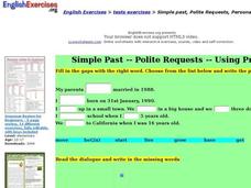 Simple Past Form Interactive Simple Past Form Interactive