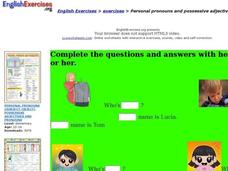 Personal Pronouns and Possessive Adjectives Interactive Personal Pronouns and Possessive Adjectives Interactive