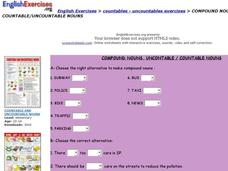 Compound Nouns, Countable / Uncountable Nouns Interactive Compound Nouns, Countable / Uncountable Nouns Interactive