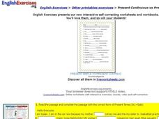 Present Continuous vs Present Simple Interactive Present Continuous vs Present Simple Interactive