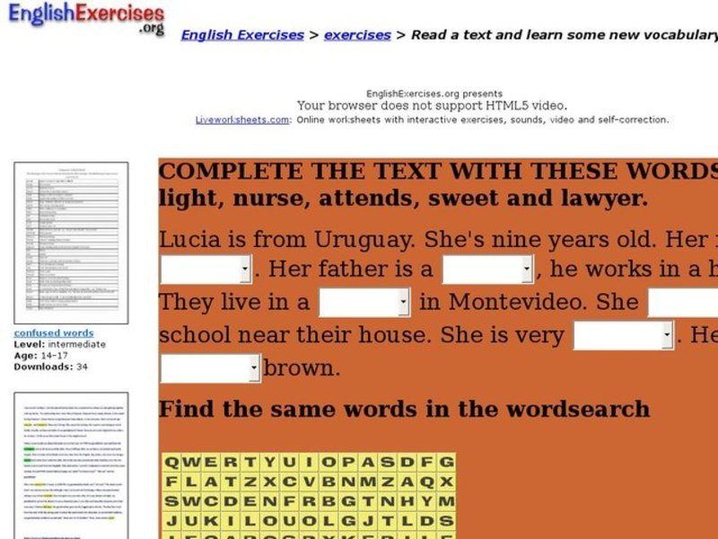 ESL-Text and Vocabulary Activity Interactive ESL-Text and Vocabulary Activity Interactive