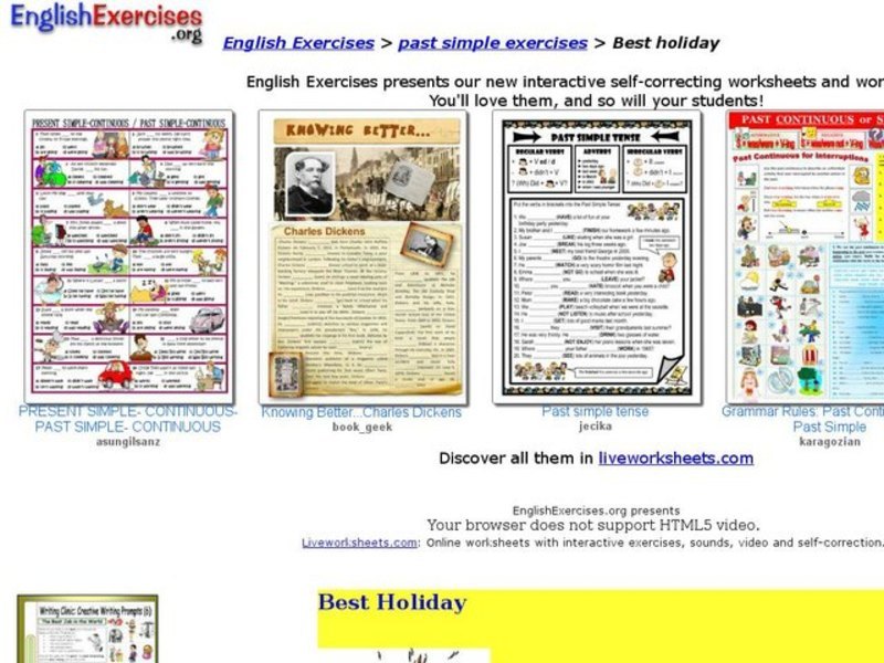 English Exercises: Past Simple Exercises - Best Holiday Interactive English Exercises: Past Simple Exercises - Best Holiday Interactive