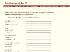 Equations Analysis Test Worksheet Equations Analysis Test Worksheet