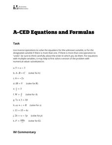 Equations and Formulas Lesson Plan Equations and Formulas Lesson Plan