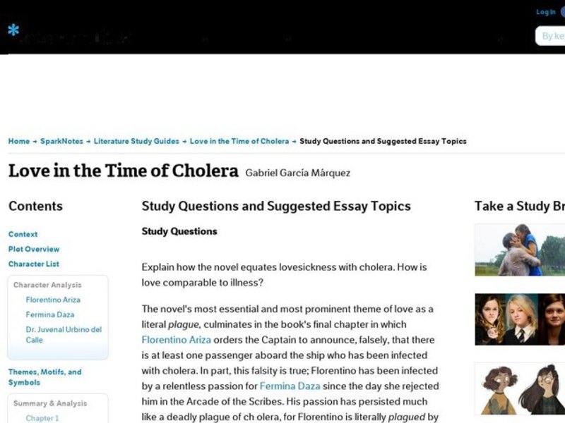 Love in the Time of Cholera Study Questions & Essay Topics Interactive Love in the Time of Cholera Study Questions & Essay Topics Interactive