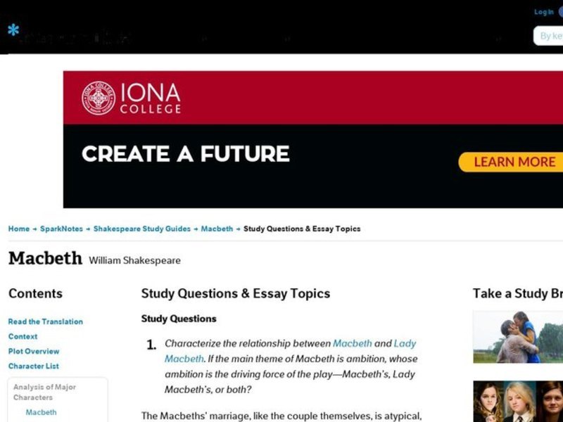 Macbeth Study Questions and Essay Topics Interactive Macbeth Study Questions and Essay Topics Interactive