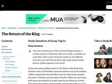 The Return of the King by J. R. R. Tolkien: Study Guide - Mini Essays Study Guide The Return of the King by J. R. R. Tolkien: Study Guide - Mini Essays Study Guide