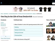 One Day in the Life of Ivan Denisovich Quiz Interactive One Day in the Life of Ivan Denisovich Quiz Interactive