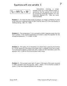 Equations with one Variable Worksheet Equations with one Variable Worksheet