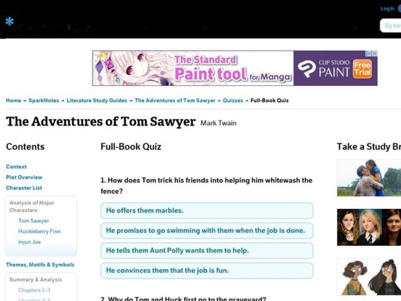 The Adventures of Tom Sawyer Quiz Interactive The Adventures of Tom Sawyer Quiz Interactive