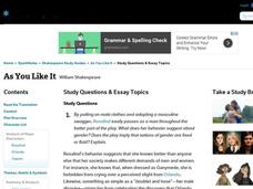 As You Like It Study Questions & Essay Topics Interactive As You Like It Study Questions & Essay Topics Interactive