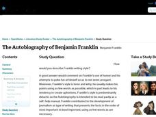 The Autobiography of Benjamin Franklin by Benjamin Franklin: Study Guide - Mini Essays Study Guide The Autobiography of Benjamin Franklin by Benjamin Franklin: Study Guide - Mini Essays Study Guide