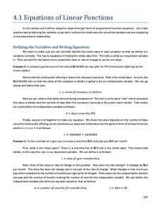 Equations of Linear Functions Handout Equations of Linear Functions Handout