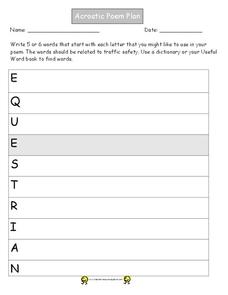 Equestrian Acrostic Worksheet Equestrian Acrostic Worksheet