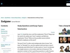 Endgame by Samuel Beckett: Study Guide - Mini Essays Study Guide Endgame by Samuel Beckett: Study Guide - Mini Essays Study Guide