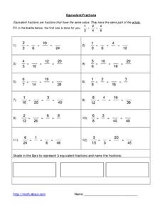 Equivalent Fractions Organizer Equivalent Fractions Organizer