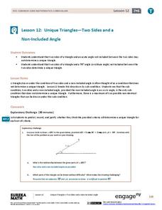 Unique Triangles—Two Sides and a Non-Included Angle Lesson Plan Unique Triangles—Two Sides and a Non-Included Angle Lesson Plan
