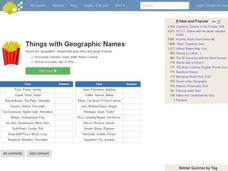 Things w/ Geographic Names Quiz Interactive Things w/ Geographic Names Quiz Interactive