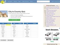 City to Country Quiz Interactive for 7th - 12th Grade | Lesson Planet