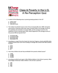 Class and Poverty Awareness Quiz Assessment Class and Poverty Awareness Quiz Assessment