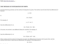 The Method of Integration by Parts Interactive The Method of Integration by Parts Interactive