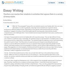 Essay Writing Lesson Planet Article Essay Writing Lesson Planet Article