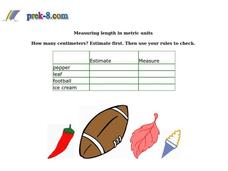 Estimate and Measure Worksheet Estimate and Measure Worksheet
