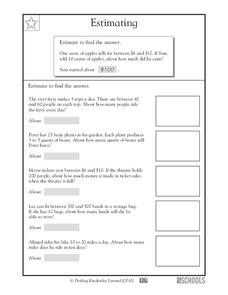Estimating Worksheet Estimating Worksheet