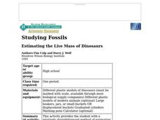 Estimating the Live Mass of Dinosaurs Lesson Plan Estimating the Live Mass of Dinosaurs Lesson Plan