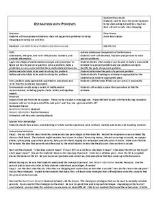 Estimation With Percents Lesson Plan Estimation With Percents Lesson Plan