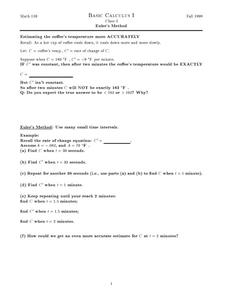 Euler's Method Worksheet Euler's Method Worksheet