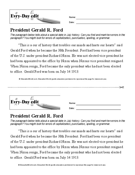 Every-Day Edit: President Gerald R. Ford Activities & Project Every-Day Edit: President Gerald R. Ford Activities & Project