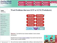 Word Problems That Use GFC or LCM Interactive Word Problems That Use GFC or LCM Interactive