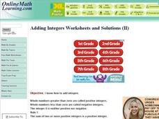 Adding Integers II Interactive Adding Integers II Interactive