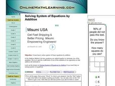 Solving System of Equations by Addition Interactive Solving System of Equations by Addition Interactive