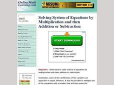 Solving System of Equations by Multiplication and then Addition or Subtraction Interactive Solving System of Equations by Multiplication and then Addition or Subtraction Interactive
