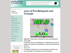 Area of Parallelogram and Triangle Interactive Area of Parallelogram and Triangle Interactive