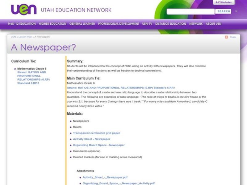 A Newspaper? Lesson Plan A Newspaper? Lesson Plan