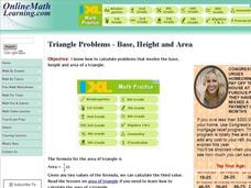 Triangle Problems-Base, Height, and Area Interactive Triangle Problems-Base, Height, and Area Interactive
