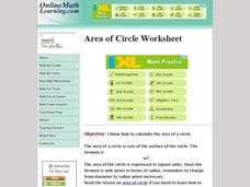Area of Circle Worksheets Interactive Area of Circle Worksheets Interactive