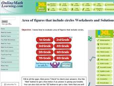 Find the Area of Four Shaded Figures that Include Circles Interactive Find the Area of Four Shaded Figures that Include Circles Interactive
