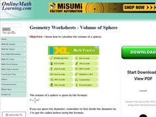 Geometry Worksheets-volume of Sphere Interactive Geometry Worksheets-volume of Sphere Interactive