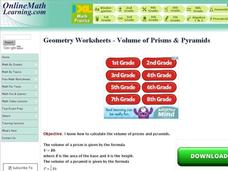 Geometry Worksheets-Volume of Prisms and Pyramids Interactive Geometry Worksheets-Volume of Prisms and Pyramids Interactive
