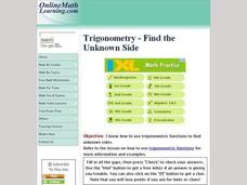 Triginometry: Find the Unknown Side Interactive Triginometry: Find the Unknown Side Interactive