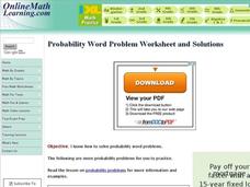 Probability Problem Worksheets Interactive Probability Problem Worksheets Interactive